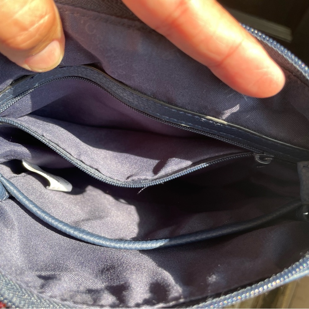 Rossetti Demi Crossbody Bag Navy Blue Faux Leather Triple Zip Adjustable Strap - Picture 8 of 12